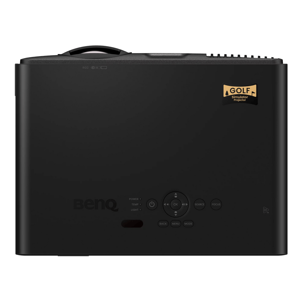 Top view of BenQ AK700ST 4000-Lumen 4K Short Throw Laser Golf Simulator Projector featuring control buttons.