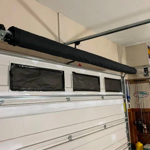 View of a g-trak Retractable Golf Enclosure in a garage