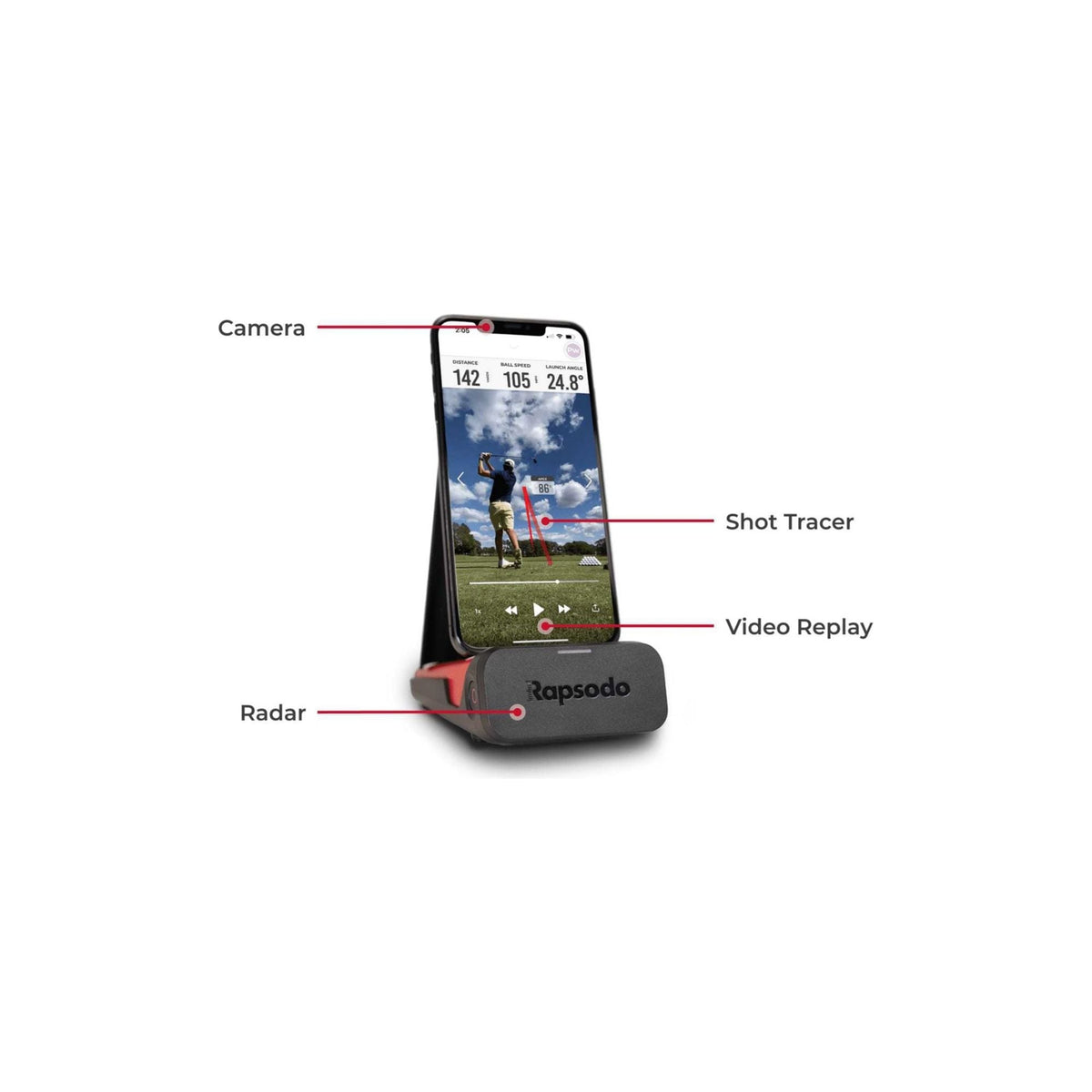 Rapsodo MLM displaying shot tracer