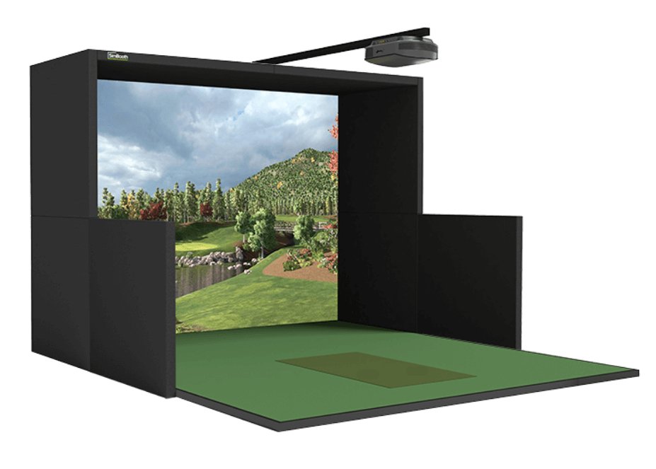 Angled, side view of a Simbooth 1 Kit with IDRA II Launch Monitor