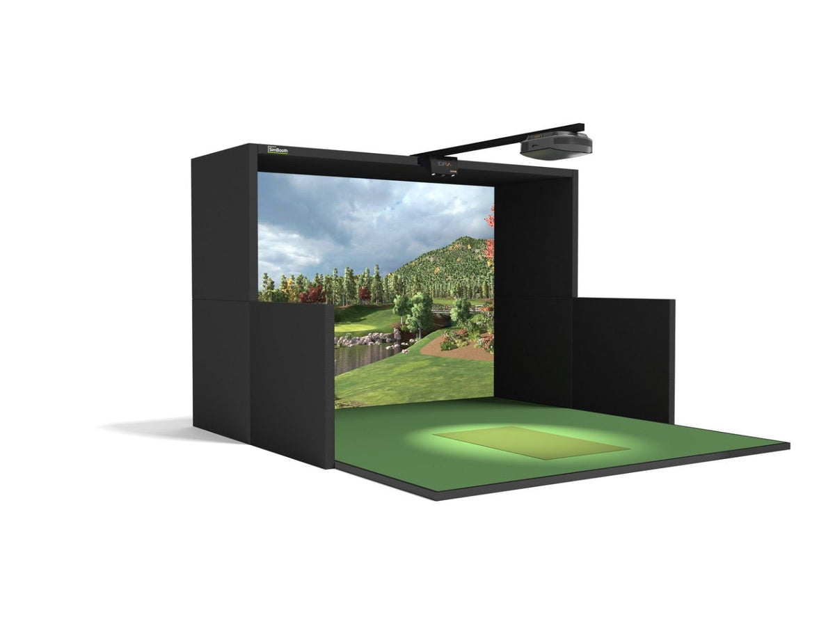 Angled, Front View of Simbooth 1 Kit with IDRA II Launch Monitor