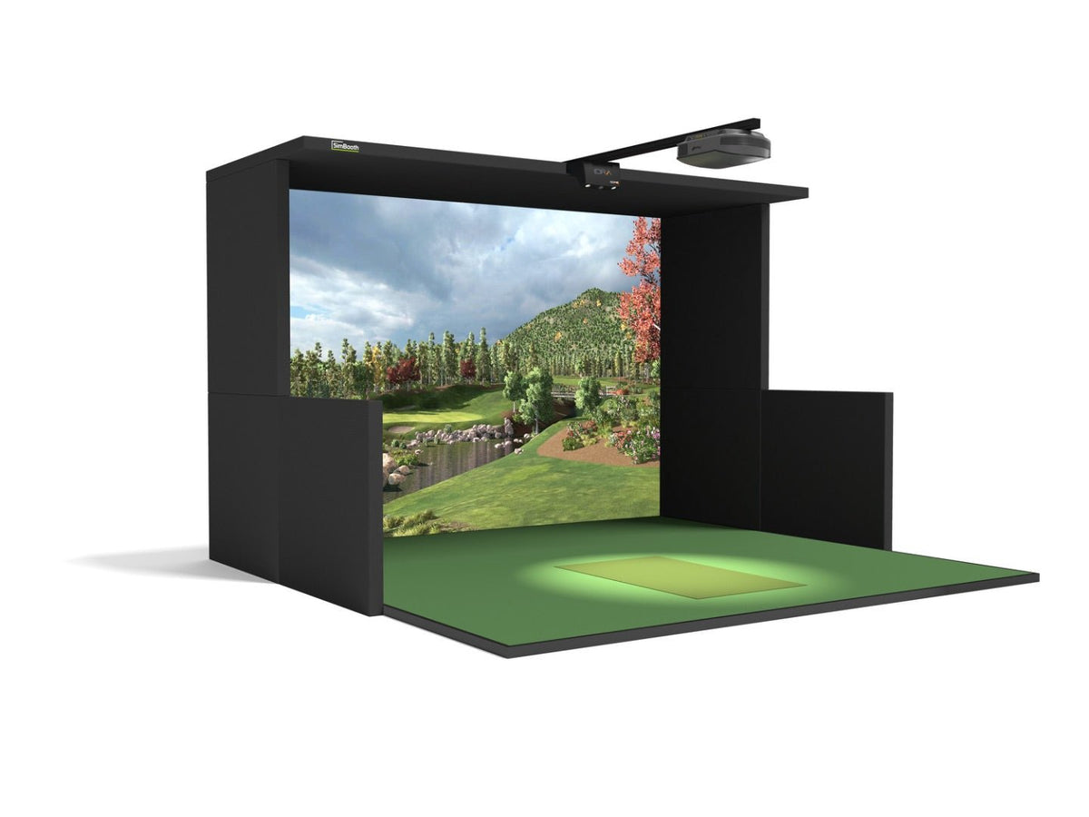 Angled, Front View of Simbooth 2 Kit with IDRA II Launch Monitor