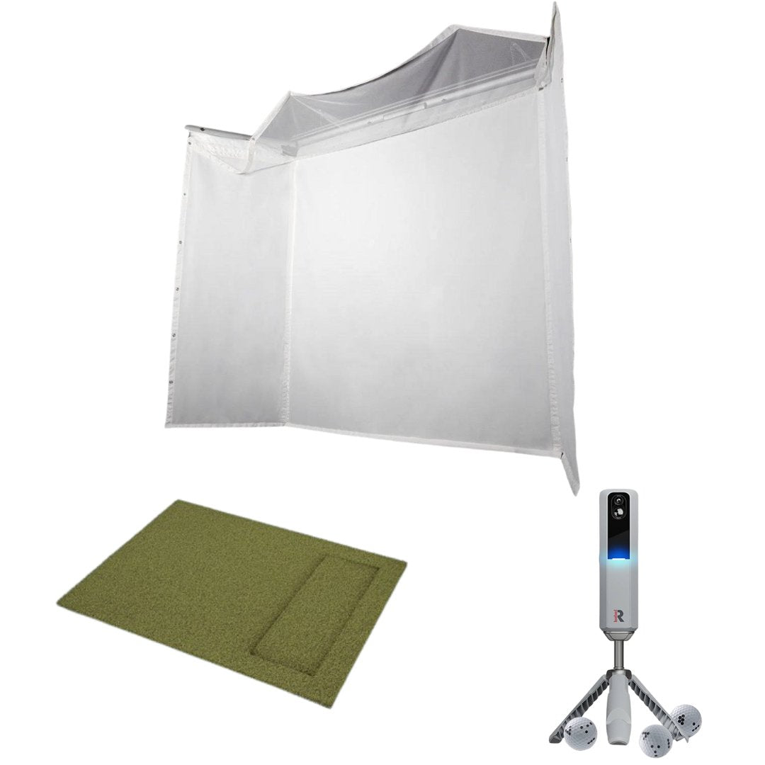 Homecourse 180 retractable golf screen with hitting mat and MLM2PRO