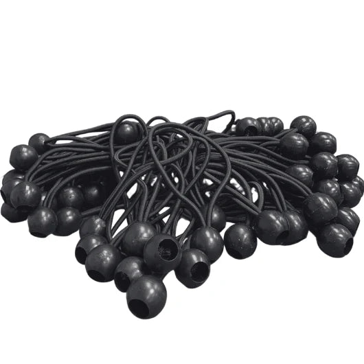 Pack of 50 six-inch ball bungees arranged together