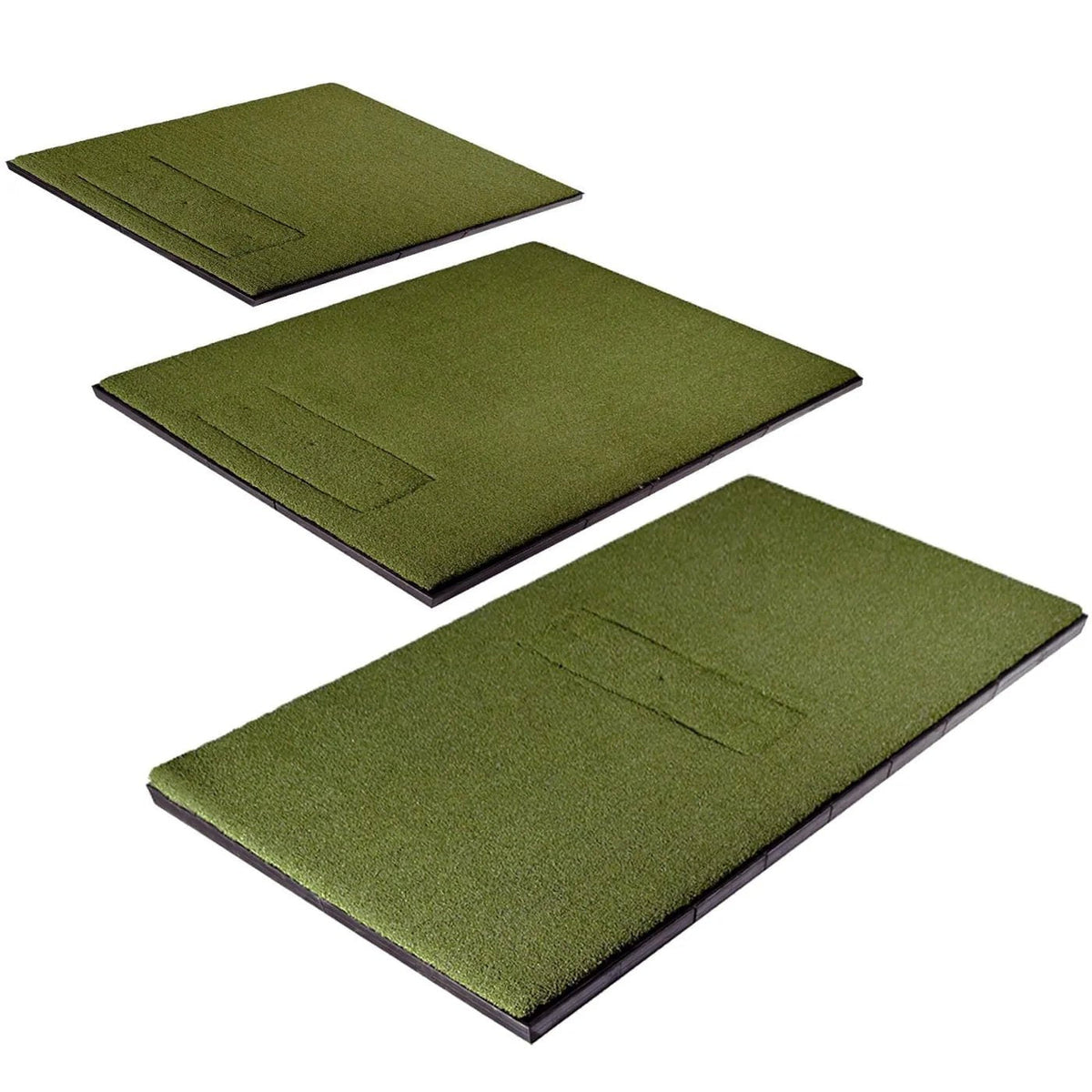 Hotshot Golf Mats shown in 3 different sizes